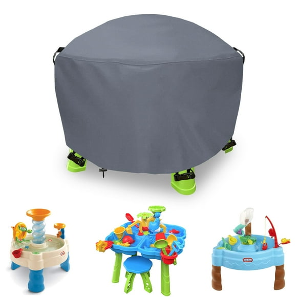 Dalema Water Table Cover Round Outdoor Waterproof Kids Water Table Cover for Little Tikes Water Table Toddle Water Play Table Toys Cover for Little Tikes Fish 'n Splash Water Table(Grey 34''x18'')