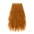 thumbnail image 2 of Elainilye Fashion Ladies Fairy Skirt Versatile Solid Color Short Skirt Mesh Skirt Multilayer Short Skirt,Gold, 2 of 3