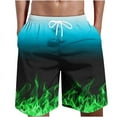 thumbnail image 1 of Full Print Fire Pattern Men's Swim Trunks 3D Flame Printed Quick Dry Shorts For Men Beach Surf Board Shorts Swimwear, 1 of 5