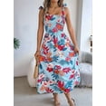 thumbnail image 2 of Women'S Summer Dresses 2025 Casual Spaghetti Strap Ruffled Pleated Flowy Floral Print Maxi Dress Blue XXL, 2 of 8