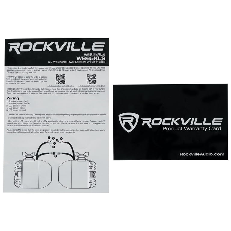 Rockville WB65KLS 6.5" Marine Wakeboard Tower Speakers (Pair) With LED Lights - 300W, Polished Silver