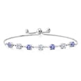 thumbnail image 2 of Gem Stone King 925 Sterling Silver Blue Tanzanite and White Moissanite Infinity Links Bracelet for Women (2.51 Cttw, Round 4.5MM, Fully Adjustable up to 9 inch), 2 of 5