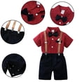 thumbnail image 4 of LYMAYTER 3PCS Baby Toddler Summer Formal Gentleman Suits Set for Boys,Infant Tuxedo Set Short Dress Shirt with Bowtie+ Suspender Shorts Pants Dressy Outfit, 4 of 9