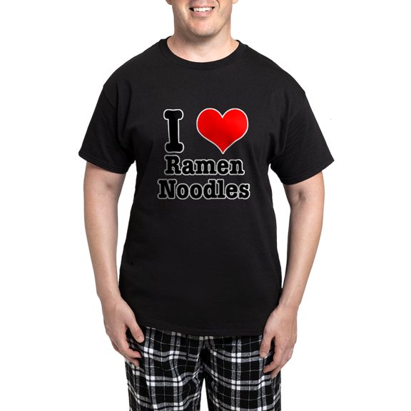 CafePress - I Heart (Love) Ramen Noodles Men's Dark Pajamas - Men's Dark Loose Fit Cotton Pajama Set