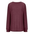 thumbnail image 5 of Frostluinai Women's Long Sleeve T Shirts with Thumb Holes Round Neck Casual Dressy Tops Solid Color Loose Fit Shirts Comzy Spring Blouses, 5 of 9