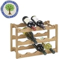 thumbnail image 4 of Soporte para vino de nogal, bambú natural y madera de nogal para almacenar 12 botellas de vino, diseño con acabado de aceite de roble que ahorra espacio, adecuado para exhibición independiente en la, 4 of 5