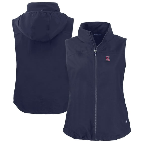 Women's Cutter & Buck Navy California Angels Cooperstown Collection Charter Eco Recycled Full-Zip Vest