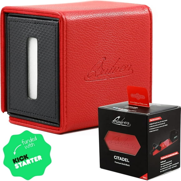 ERDS-Red Citadel Deck Block - Premium 100+ Commander MTG Deck Box for Cards - Card box holder for Cards, Dice and Tokens, Custom Deckbox Divider - Compatible with Quiver Card Cases | TCG Card Deck Bo