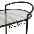 thumbnail image 4 of DecMode 31" x 33" Black Metal Rolling 2 Black Shelves and 1 Clear Shelf Bar Cart with Handles, 1-Piece, 4 of 9