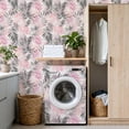 thumbnail image 4 of Peel and Stick Wallpaper Soft Pink Black Watercolor Palm Leaf Wall Mural 17.7in x 9.8ft Self Adhesive Removable Wall Paper Renter Friendly Wallpaper for Nursery Bedroom Cabinets, 4 of 8