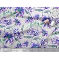 thumbnail image 2 of Soimoi Purple Polyester Crepe Fabric Leaves & Floral Print Sewing Fabric BTY 42 Inch Wide, 2 of 3