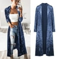 thumbnail image 5 of Baqcunre Trench Coats For Women Women Fashion Long Sleeve Velvet Wind Coat Cardigan Jacket Coat Cardigan Sweaters For Women Fall Outfits For Women 2023 Blue L, 5 of 7