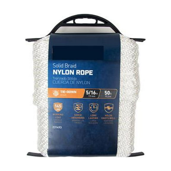 644011 Nylon Rope, Twisted, White, 5/16-In. x 50-Ft. - Quantity 6