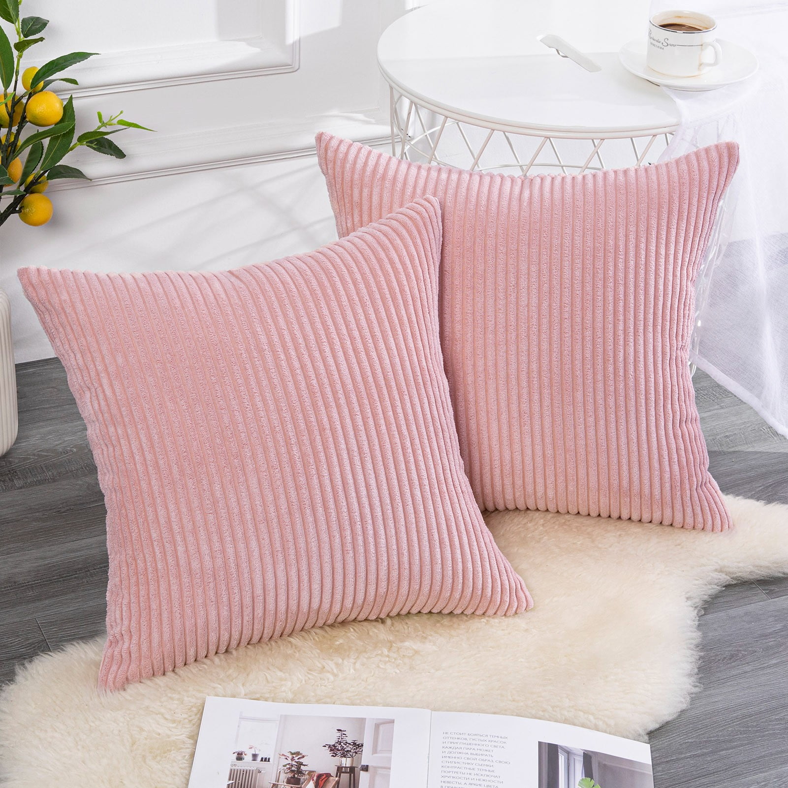 Topfinel Square Decorative Striped Corduroy Throw Pillow Covers Super Soft Cushion Covers for Couch Chair Set of 2 Greenish Grey 18 x 18 inch 45 x 45 cm Topfinel Square Decorative Striped Corduroy Throw Pillow Covers Super Soft Cushion Covers for Couch Chair Set of 2 Greenish Grey 18 x 18 inch 45 x 45 cm