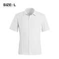 thumbnail image 2 of Camisa casual de manga corta con botones para hombre, con botones, para verano, playa, ajuste regular, cuello de lanza de algodón, 2 of 8