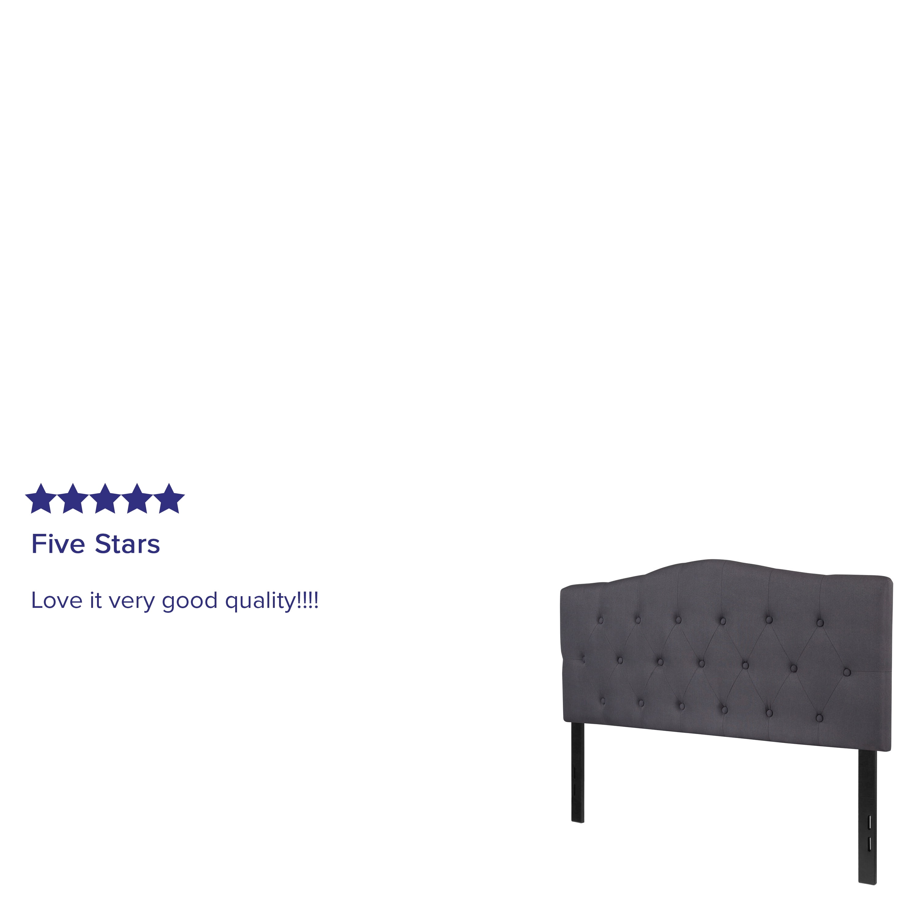Emma + Oliver Tufted Upholstered Full Size Headboard in Dark Gray Fabric