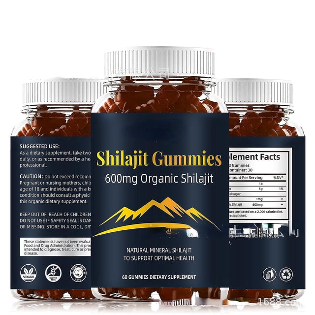 Gomitas de Shilajit, 600 mg de Shilajit orgánico, Gomitas de resina de Shilajit, Suplemento de Shilajit Gomitas de Shilajit Himalayan Organic