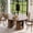 Walnut wood color, variant on 47.5 Inch to 63 Inch Modern Farmhouse Extendable Round to Oval Dining Table Seats 4-8 People, Expandable Kitchen Dinner Table with Fluted Pedestal, 2-Tier Storage Shelf and Pull Out Drawer Table Only