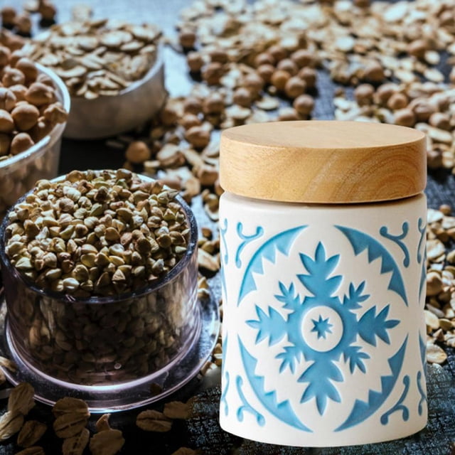Recipientes de almacenamiento de alimentos de cerámica con tapa hermética, recipientes de almacenamiento de alimentos con tapa sellada para despensa Azul S Baoblaze botes de cocina
