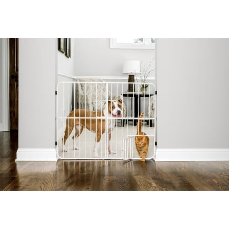 Carlson Pet Products Metal Expandable Dog Gate, White, 38"L x 2"W x 32"H