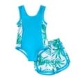 thumbnail image 4 of sususu Girls Swimsuit Two Piece Swimsuits with Boyshort Ruched Bathing Suit Floral Set Girls' Swimwear Sky Blue 8Y, 4 of 9