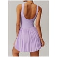 thumbnail image 3 of PISONIC Womens Tennis Golf Dress with Built-in Bra Shorts Backless Square Neck Pleated Hem Athletic Dresses with Pockets, 3 of 7