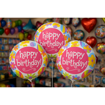 3 Pack Happy Birthday Mylar Balloons – 18" Round Pink Girl Party Decor