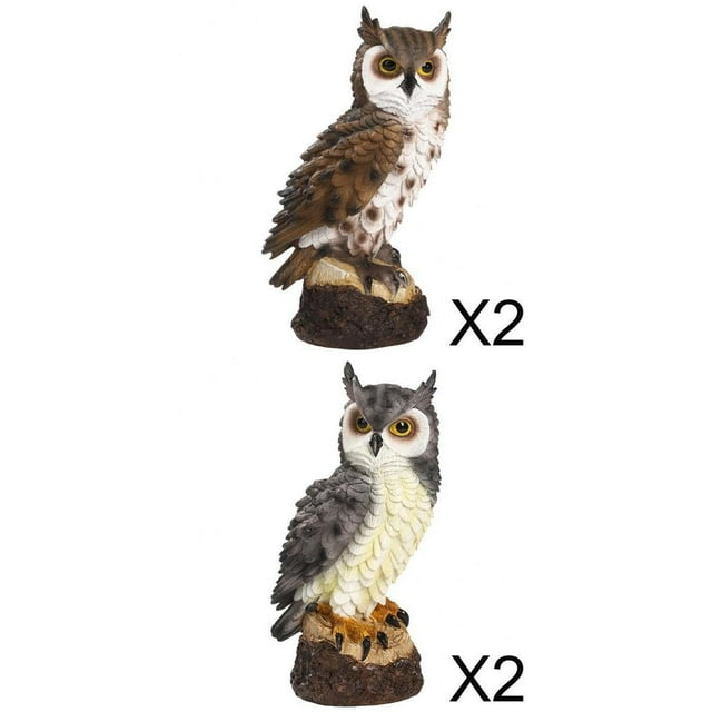 4 Uds Espantapájaros DYNWAVEMX con Señuelo de Cuernos para Jardín y Patio Estatuillas de Estatua de Búho