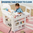 thumbnail image 4 of Multi-Functional Kids Art Table and 2 Chairs Set with Large Storage Shelves, Wooden Activity Desk | Playroom, Classroom, Home Learning Table for Drawing, Painting, Reading – White, 4 of 8
