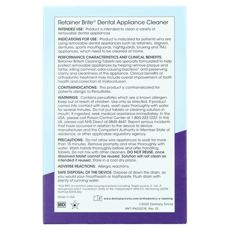 Retainer Brite - 6 Month Supply, 2 Boxes Pack, 192 Tablets for