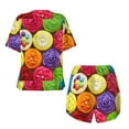 thumbnail image 5 of Picia Brightly Colored Cupcakes Pajamas Sets for Women Soft Short-Sleeved Pjs with Lounge Shorts Two Piece Sleepwear-Large, 5 of 9