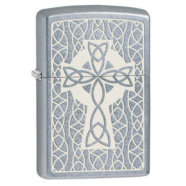 Zippo Lighter: Celtic Cross Engraved - Street Chrome 80634