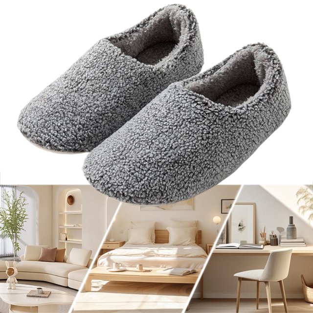 Pantuflas Tipo Mocasín Sin Cordones Felpa para Mujer Cómodas Interiores Y Exteriores