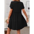 thumbnail image 5 of Women A Line Dress Bamboo Cotton V Neck Short Sleeve Summer Mid Length Loose Fit, 5 of 7