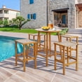 thumbnail image 2 of Costway 4PCS Patio PE Wicker Bar Stools with Acacia Wood Frame Bar Height Chairs Poolside, 2 of 9