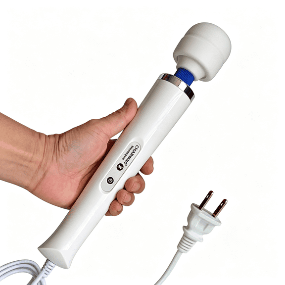 XIRQI 10 Speeds Wired Powerful Handheld Back Massager with Strong Vibration,Personal Therapy Massager for Sports Recovery,Muscle Aches,Full Body Pain (White)