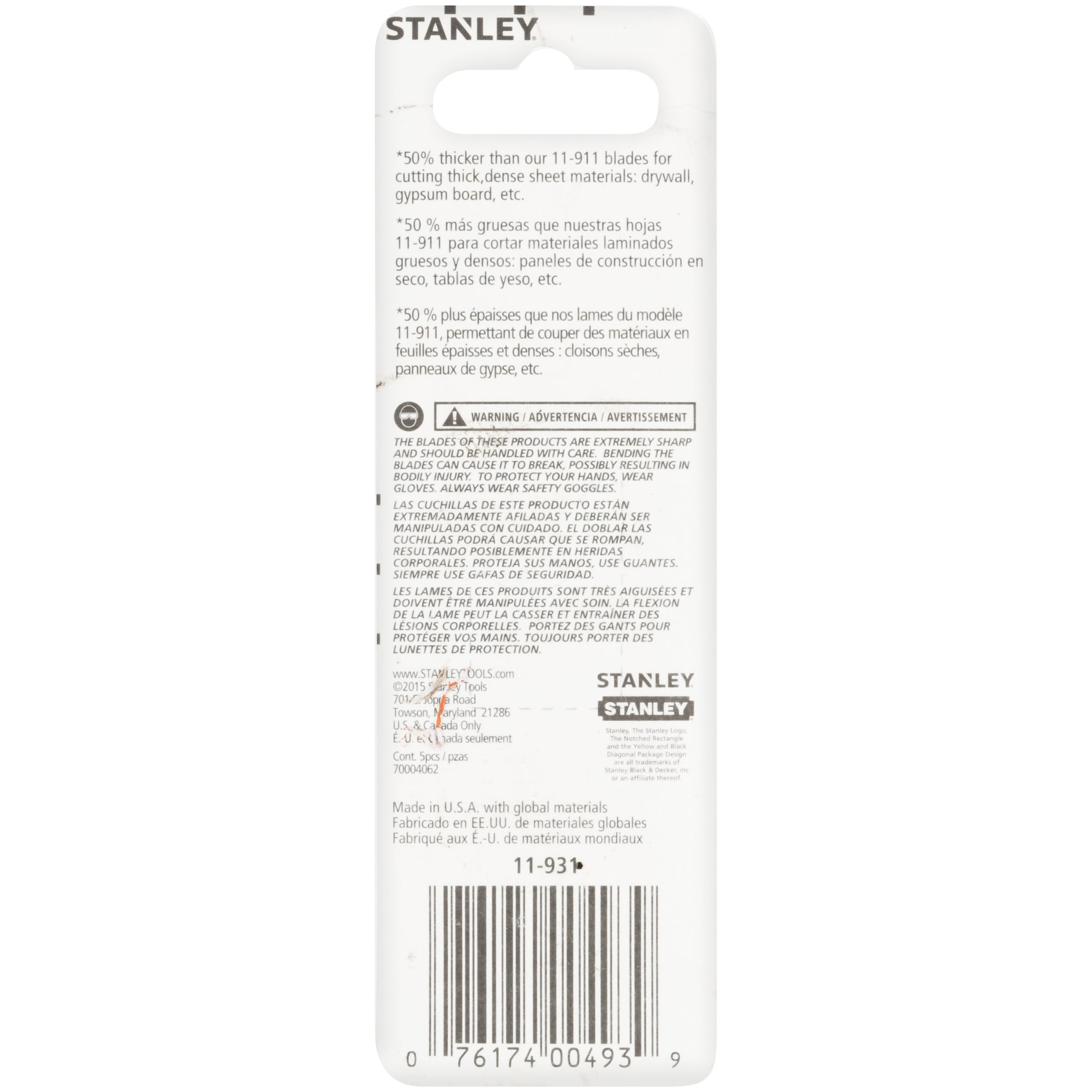 STANLEY 1-11-916 Large trapezoid blade with holes