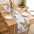 thumbnail image 3 of Bunny Easter Table Runner 60 Inches Long Farmhouse Dress Scarves, Spring Floral Blue Eucalyptus Leaves Wooden Dining Tablerunner for Coffee Table/Kitchen Island/Party Décor, 13" x 60", 3 of 8