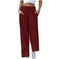 thumbnail image 3 of Diufon Corduroy Pants Women Elastic High Waist Straight Leg Cropped Trouser Casual Fall Winter Capris Clothes, 3 of 8