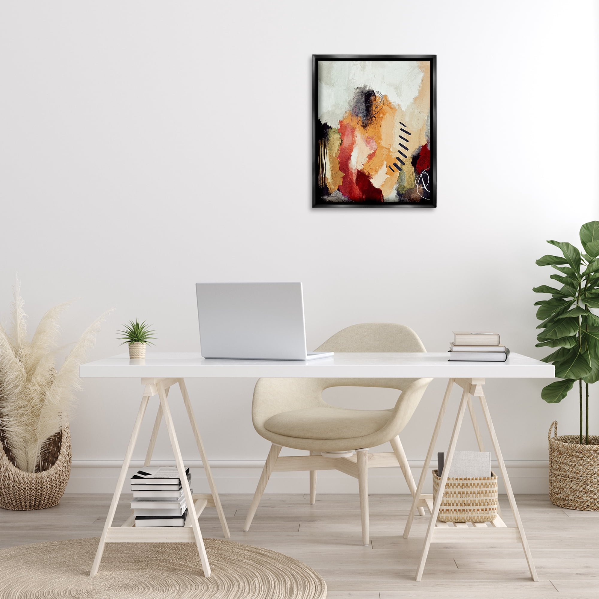 Stupell Industries Abstract Southwestern Pattern Abstract Painting Black Floater Framed Canvas Art Print Wall Art, 17 x 21