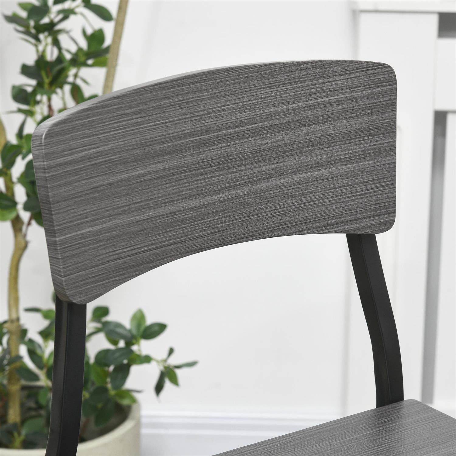 Demi Bonn 5-Piece Counter Height Bar Table Set, Square Kitchen Table and Chairs Set with Footrest for 4, Gray