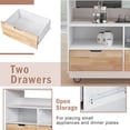 thumbnail image 4 of Kitchen Cart, Rolling Mobile Kitchen Island Cart with Solid Wood Top & 4 Universal Wheels, Tableware Cabinet Kitchen Cart with 2 Drawers, Towel Racks & 3 Storage Compartments, White, 4 of 7