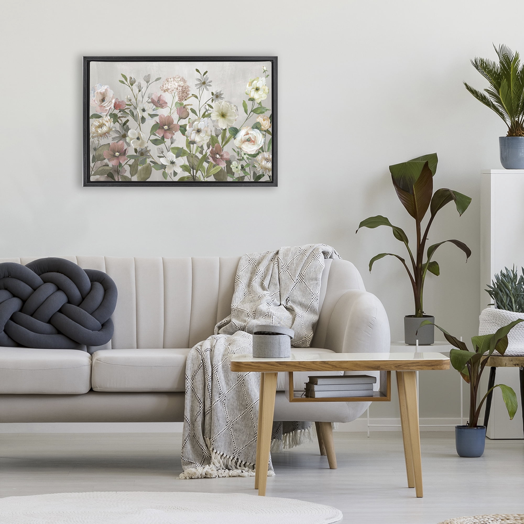 Stupell Industries Garden Meadow Arrangement Black Framed Floater Canvas Wall Art, design by Nan