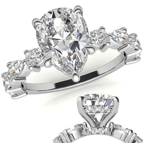 Auory Elegant Statement White Gold Plated Ring for Women