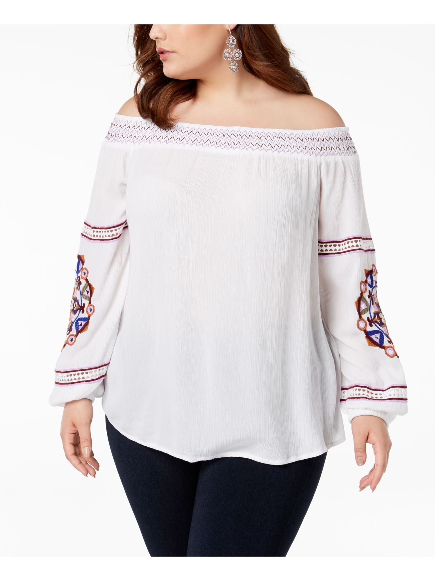 off shoulder white top plus size