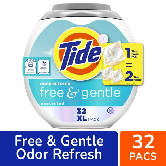 Tide Power Pods Free & Gentle Odor Refresh Laundry Detergent Pods - 32 ct - Pack of 2
