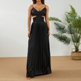 thumbnail image 1 of SAYOO Vestido largo para mujer, correa de espagueti, sin mangas, sin espalda, con cuello en V y plisado SAYOO Moda, 1 of 10
