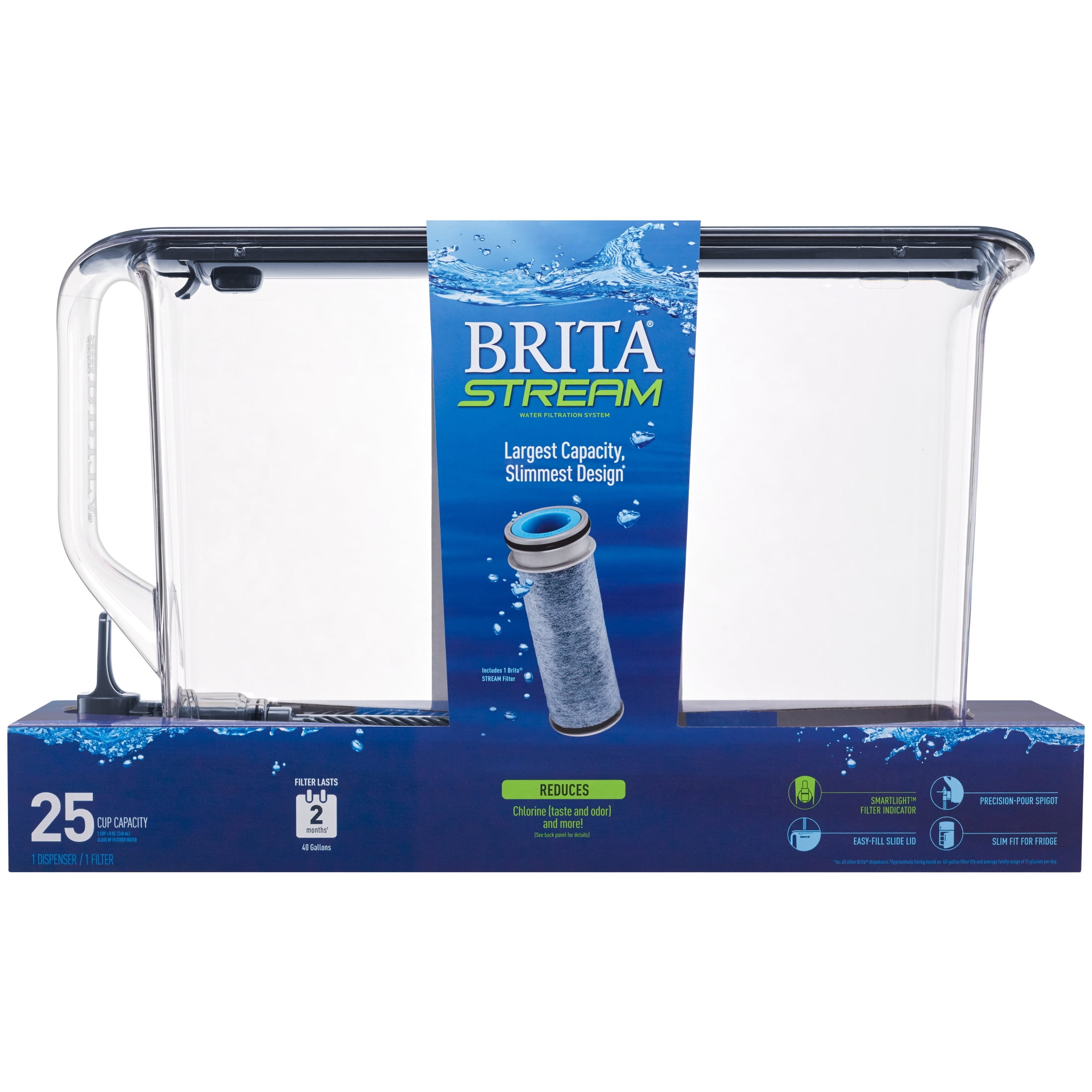 Brita Ultraslim 25 Cup Dark Blue Filtered Water Dispenser with 1 Stream Filter