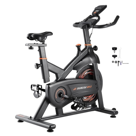 Exercise Bike, Adjustable Magnetic Resistance Stationary Bike, Indoor Cycling Bike for Home Cardio, Workout Bike with Silent Belt Drive, Comfortable Seat Cushion, LCD Monitor, and Heavy Flywheel