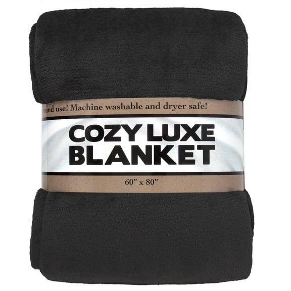 Trailmaker Plush Fleece Throw Blanket; Cozy 200 GSM for Living Room, Couch, Bedding 80"L x 60"W (Black)